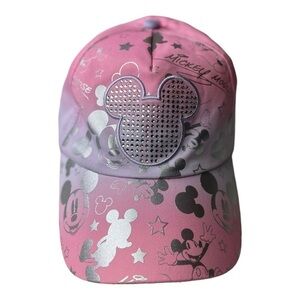 Disney Parks Mickey Mouse Adult Pink & Purple Rhinestone Adjustable Hat